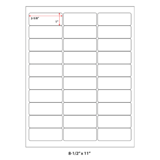 2.625" x 1" Laser Sheets - White - 100 Sheets