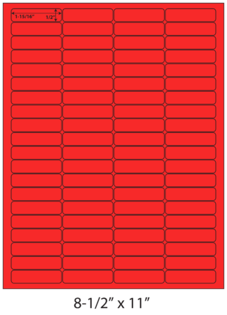 1.9375" x .5" Laser Sheets - Neon Red - 100 Sheets